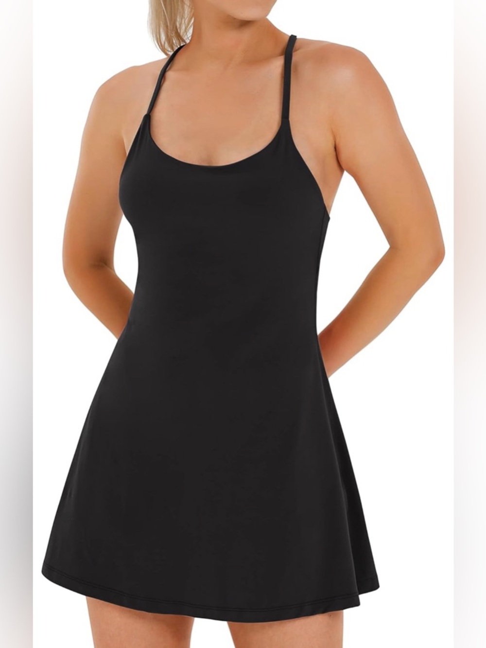 NWOT Black Mini Tennis Dress with Straps - Size Small